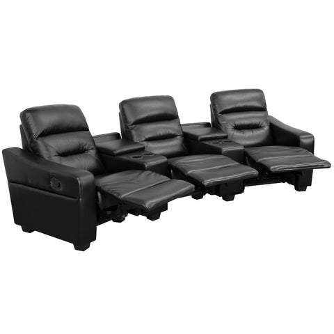 Futura Series 3 Seat Reclining Black Leather Theater Seating Bt 70380 Comfy Cavern