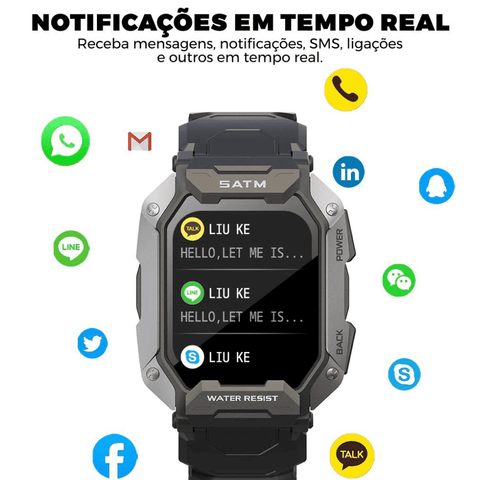 Relógio SmartWatch Militar Inteligente Elite 2.0 Ultra Resistente Impe