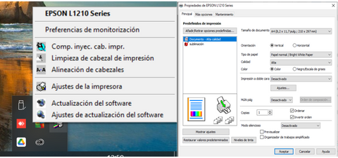 Cómo se configura una impresora con tinta de sublimación?