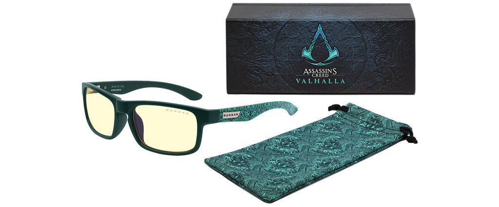 assassins creed valhalla gaming glasses with case