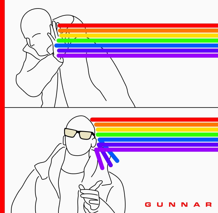 drake hotline bling meme showing full spectrum of harmful uv light vs wearing gamer glasses to block blue light