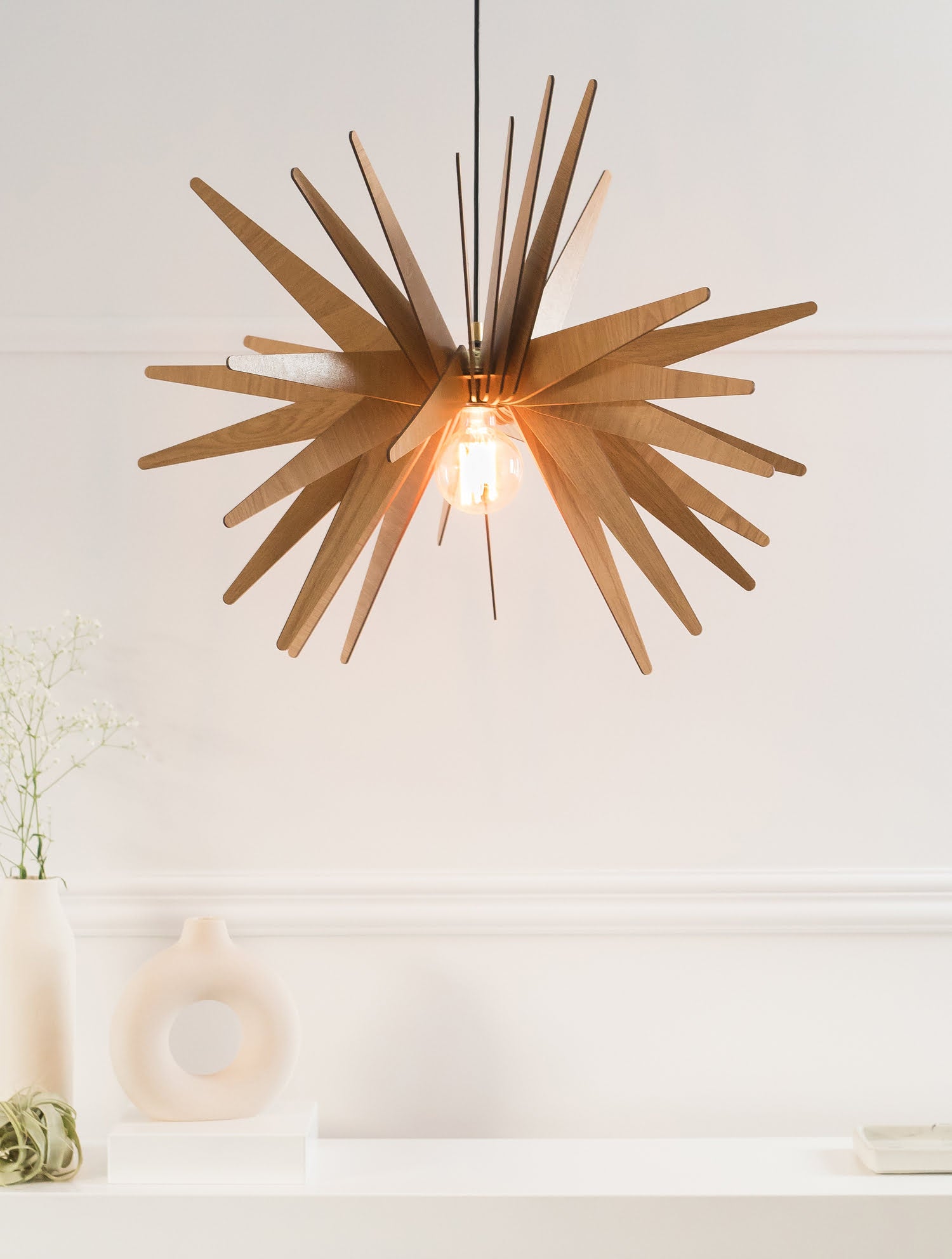 wood pendant light