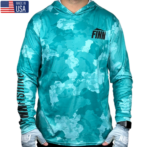 Performance Hooded Sun Shirt - Blue Scale – Finn Fishing