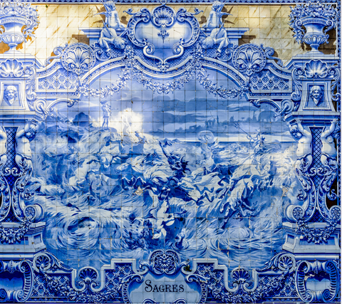 Ancient Portuguese Azulejo Mural