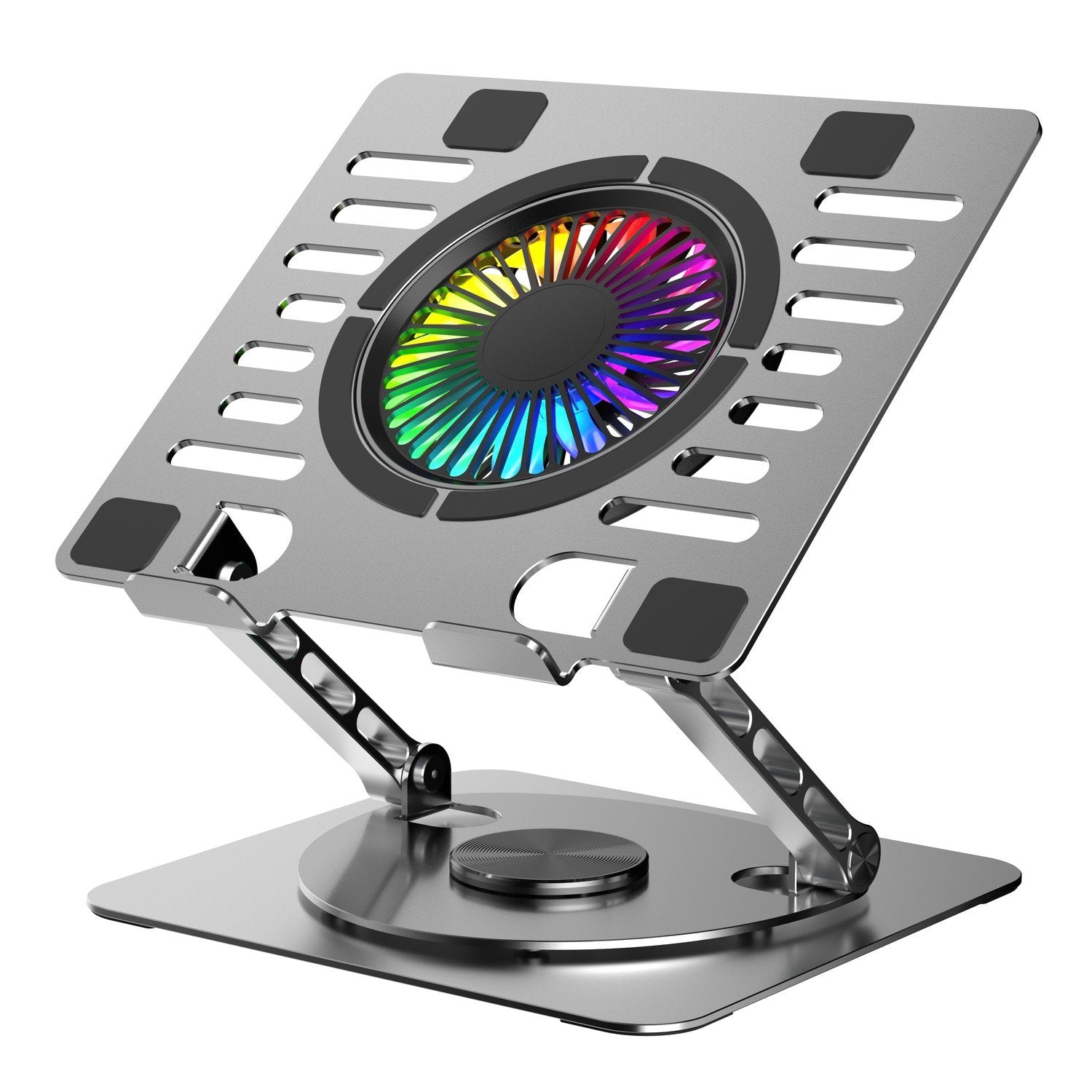 NÖRDIC Laptop stand with RGB fan and 2 ports USB HUB rotating base