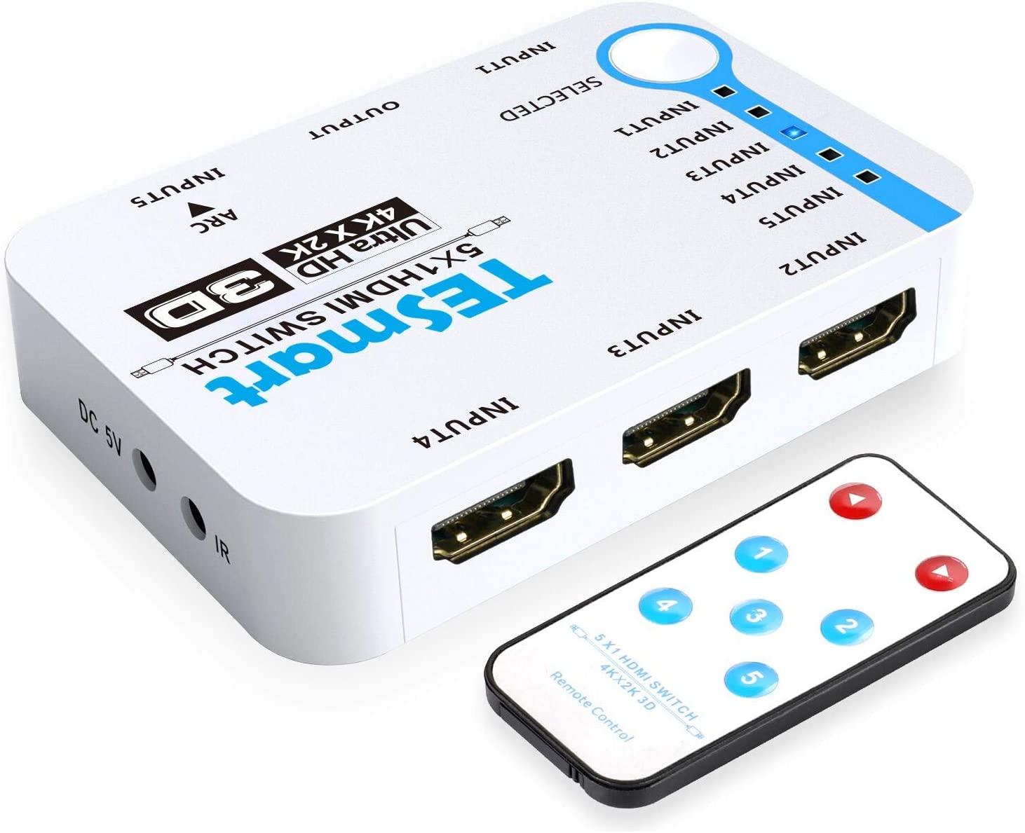 NÖRDIC HDMI 2.0 switch 5 till 1 4K 60Hz 18Gbps 3D UHD YUV 4:4:4 HDCP 2.2 HDR10 LPCM 7.1, Dolby TrueHD and DTS-HD Master Audio