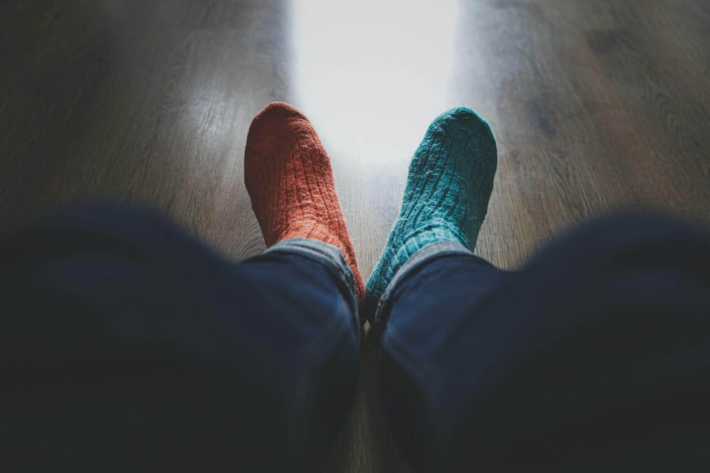 A multi-colored pair of socks