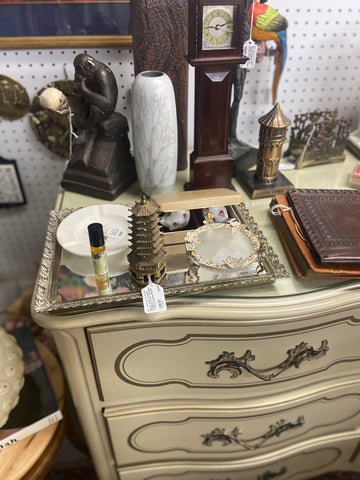 Vintage Mirrored Tray on Dresser