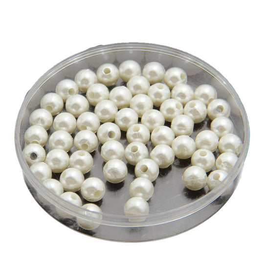 10mm Round Pearl Beads / Milky White Ball Bead / Faux Pearl / Fake Pea, MiniatureSweet, Kawaii Resin Crafts, Decoden Cabochons Supplies