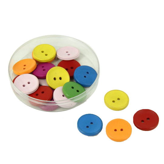 Foraineam 400pcs Mixed Wooden Buttons Bulk 2 Holes Round Decorative Wood Craft B