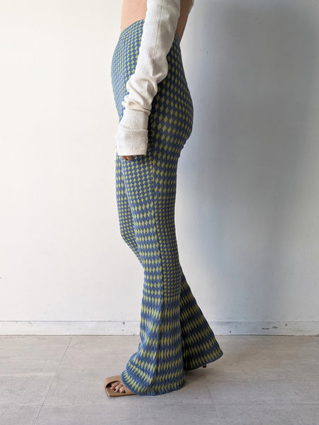 Load image into Gallery viewer, Diamond pattern Flare pants - Sax
