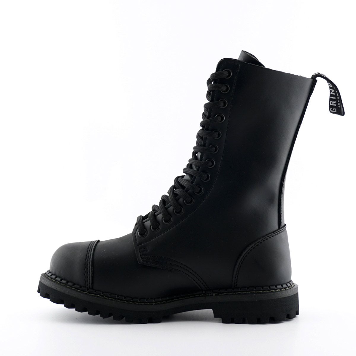 Grinders - Herald Black Leather Unisex Military Style Boots – Leather ...