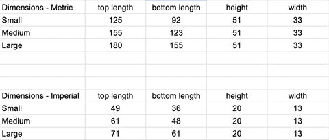 rob allen fish bag size chart