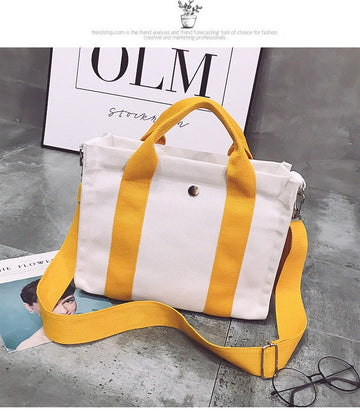 HERMES Bora Bora PM Tote Bag Canvas White x yellow