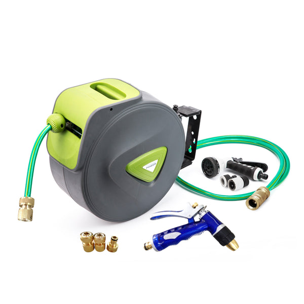 PLANTCRAFT 10M Retractable Garden Water Hose Reel Storage Spray Gun Rewind