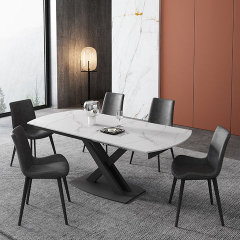 Extendable Sintered Stone Dining Table LUVIA in matt lauren black