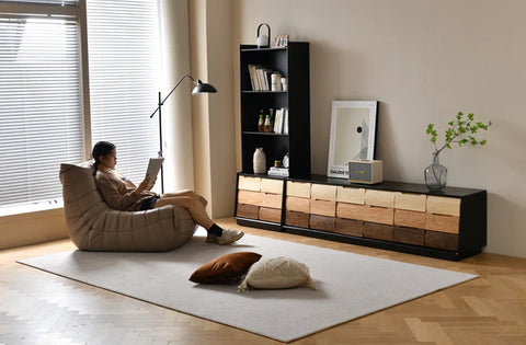 TV Console WABI SABI made of rubber wood, ash wood, red oak wood, walnut wood selling at Loft Home Furniture