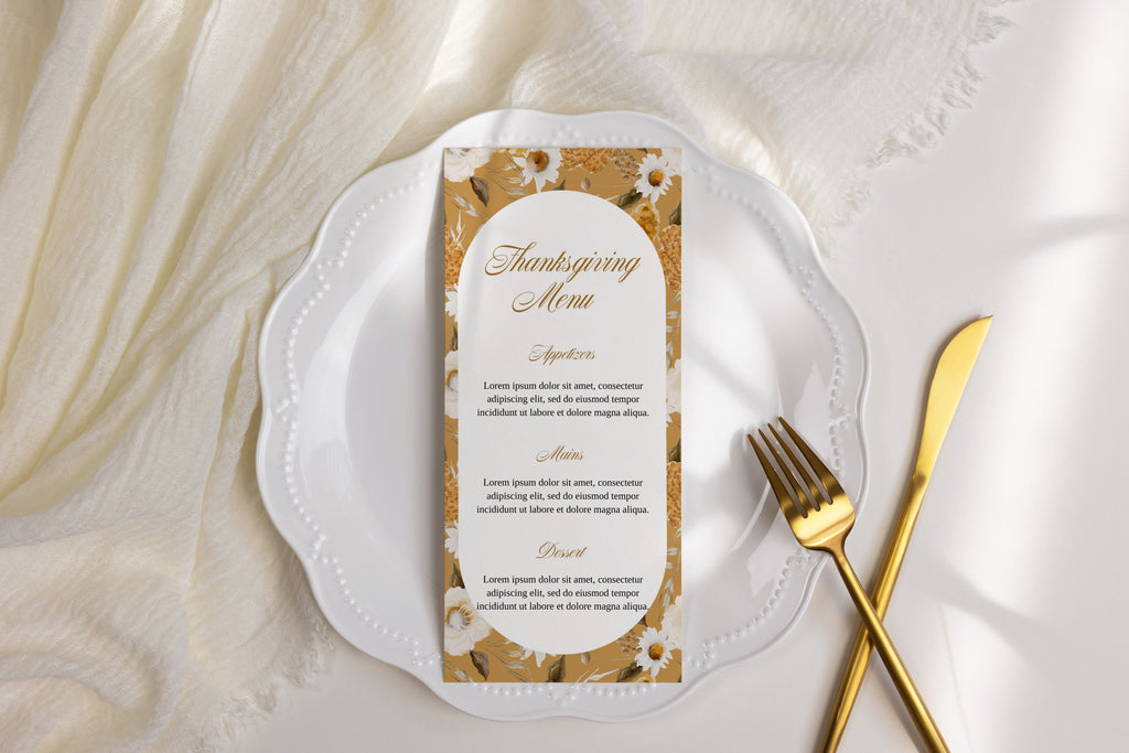 Thanksgiving printable menu card template
