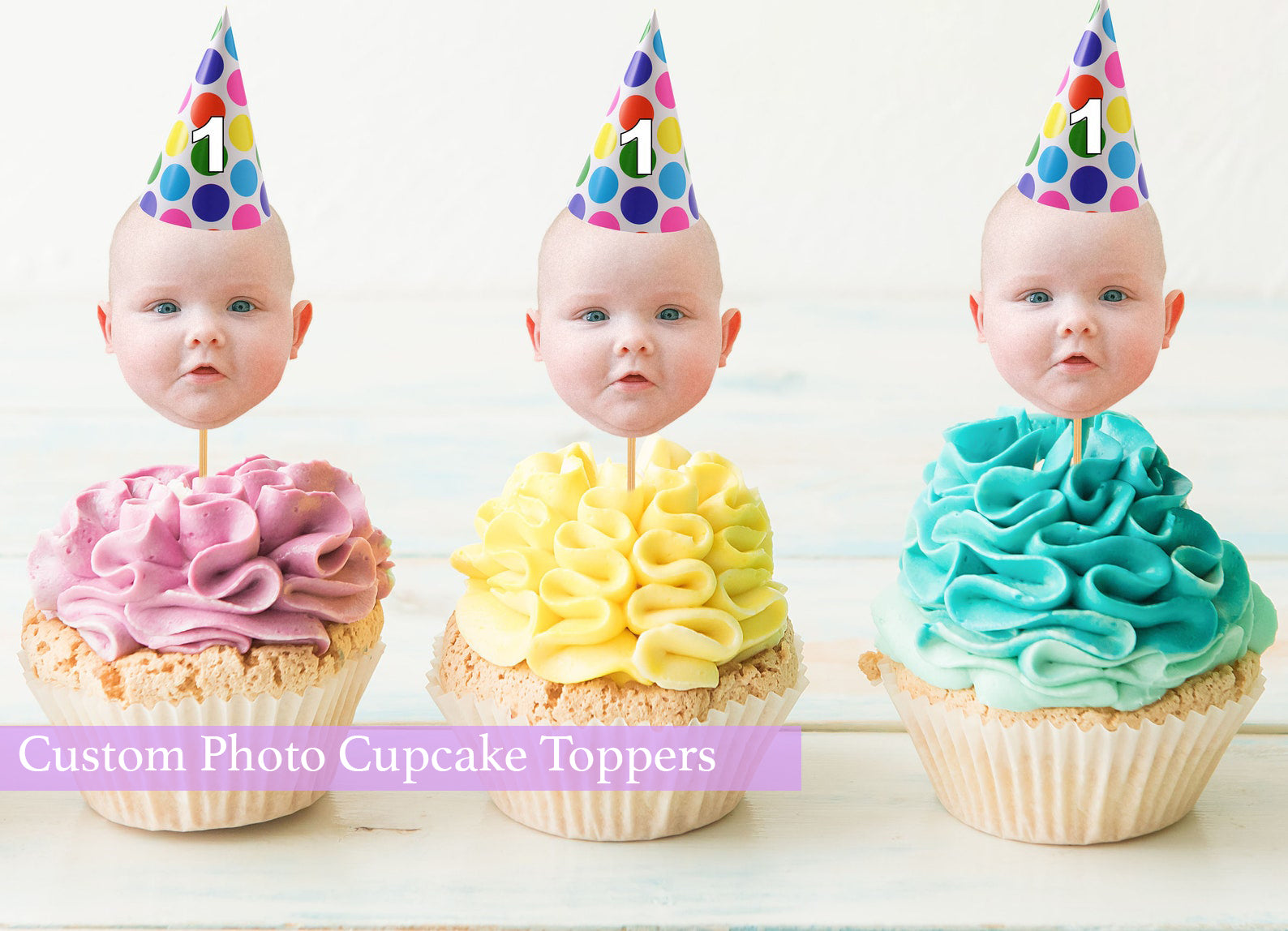 Custom photo cupcake toppers