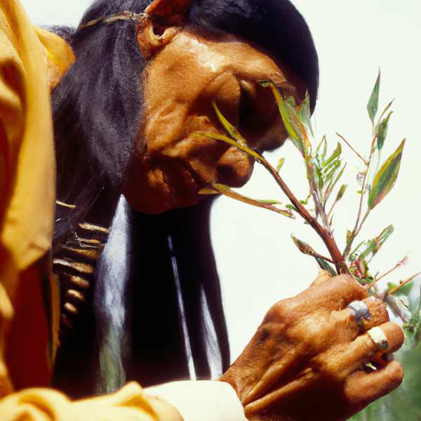 BRIN - Toothbrush History - Native American examining a twig