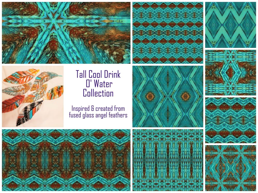 Pattern Design for imprint. colors aqua and brown with a modern western theme