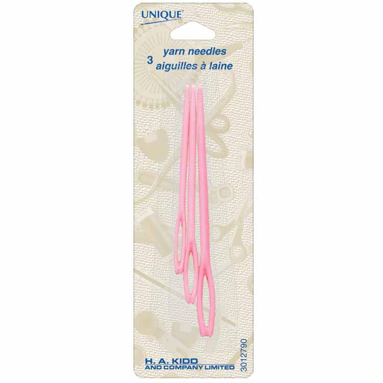 UNIQUE Plastic Yarn Needles, 3 Pink