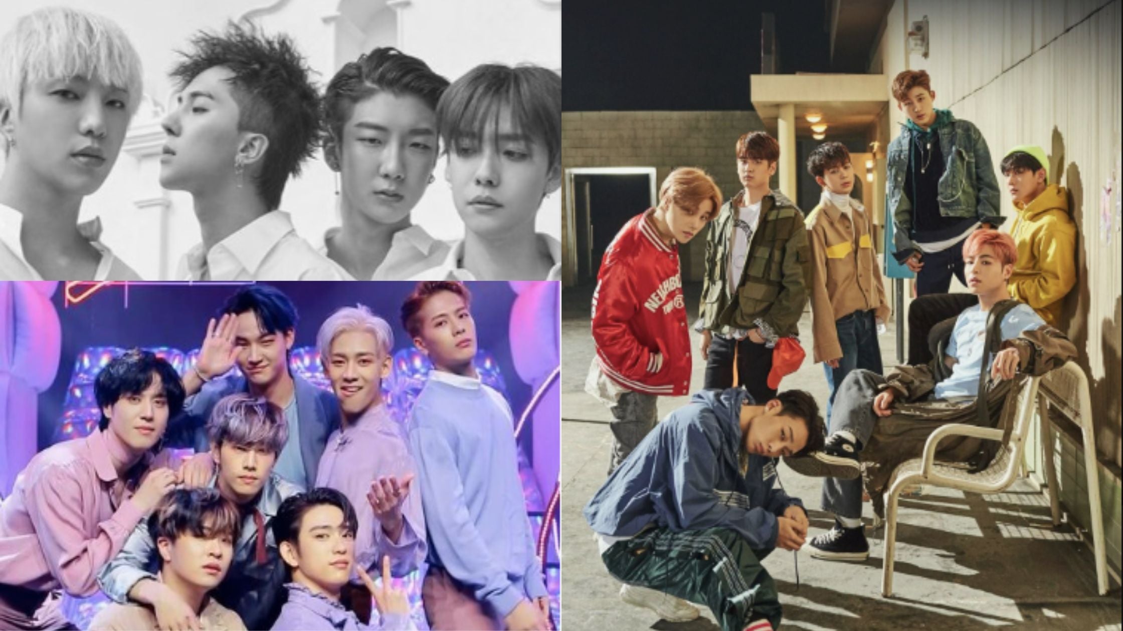 Group photos of Winner, GOT7, and iKON