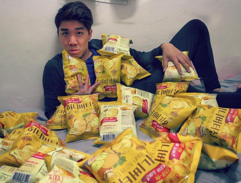 Man swamped by honey butter chip bags