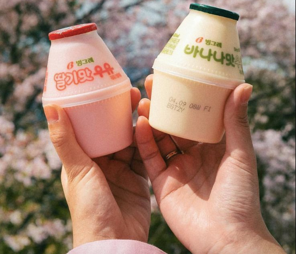 Strawberry and original banana milk