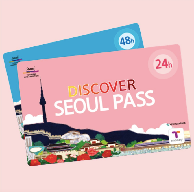 Pink 24-hr and blue 48-hr Discover Seoul Pass