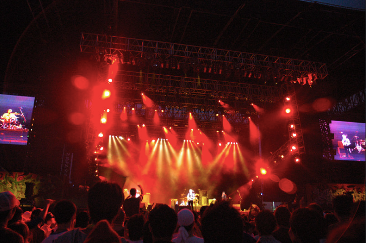 Pentaport Rock Festival stage with red spotlights