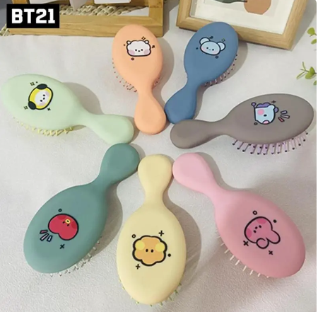 A circle of plastic BT21 hairbrushes