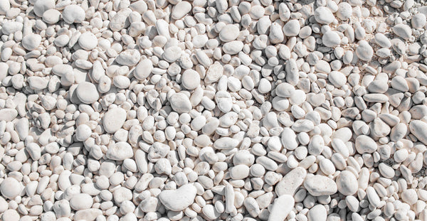 round white pebbles photographed from above