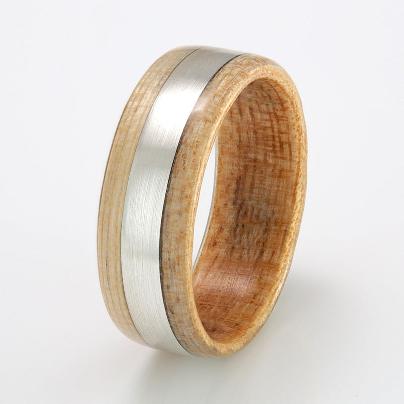 Elm Ring 7mm with Silver - EcoWoodRings
