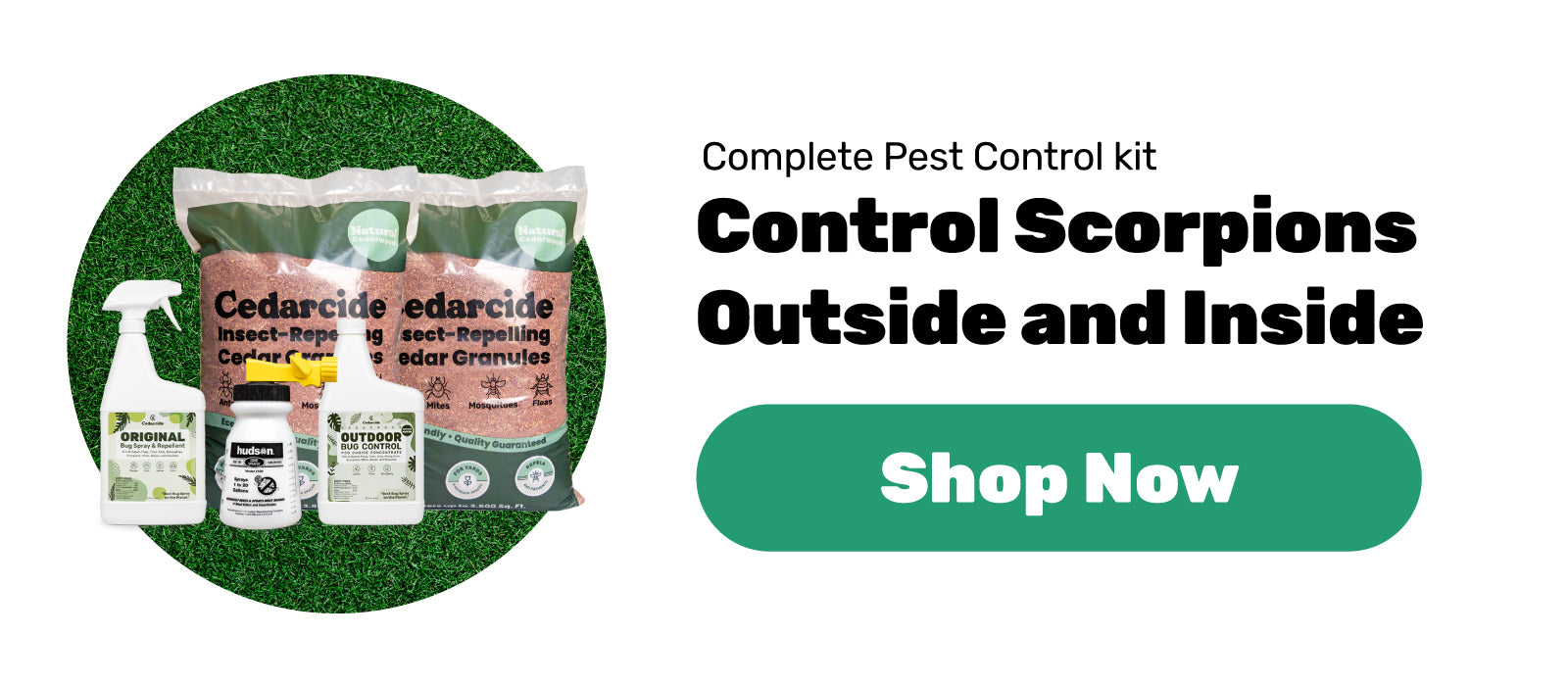 Control scorpions inside and outside with the Cedarcide Complete Control Kit
