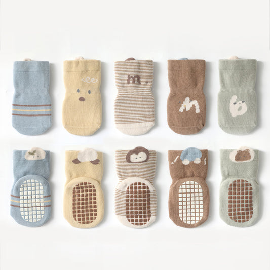 Tic Tac Toe - 5 Pairs of Stay-On Baby & Toddler Non-Slip Socks