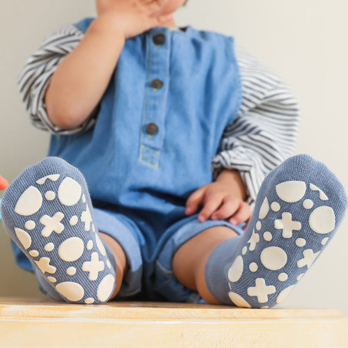 Gripjoy Socks White Grip Socks for Toddlers & Kids - 4 Pack