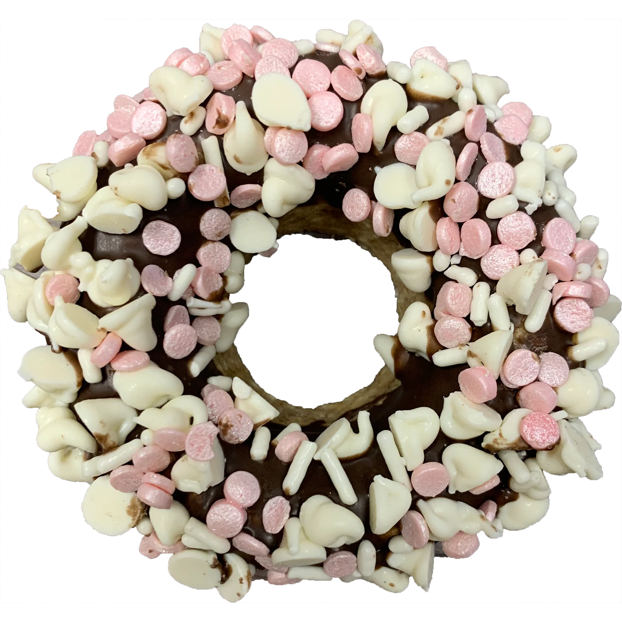 Gourmet Donut, Carob Covered Strawberry Donut Dog Treat