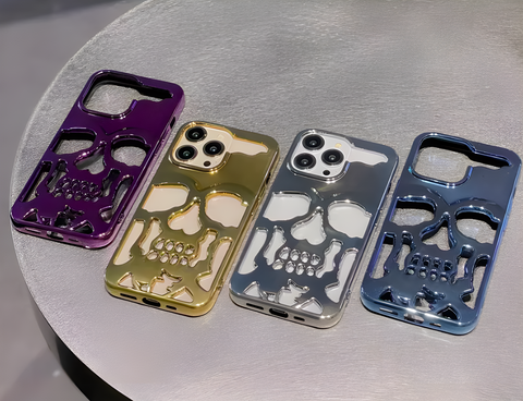 skull phone cases, 4 colors : purple, gold, silver and blue