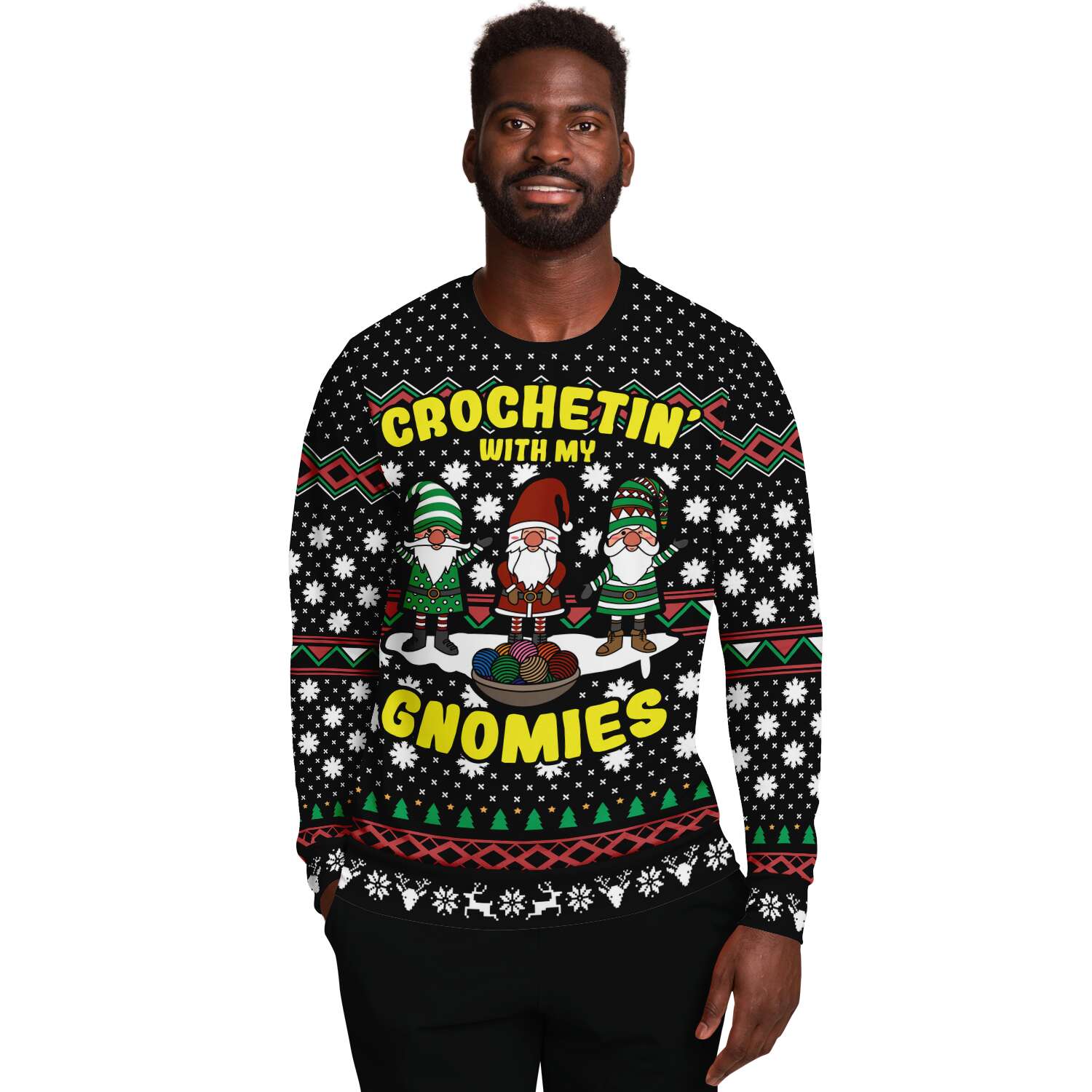 Ugly Christmas Sweatshirt-Crochetin' with my Gnomies Subliminator