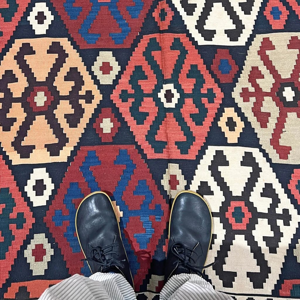 Ram Horn Kilim Rug from Azerbaijan