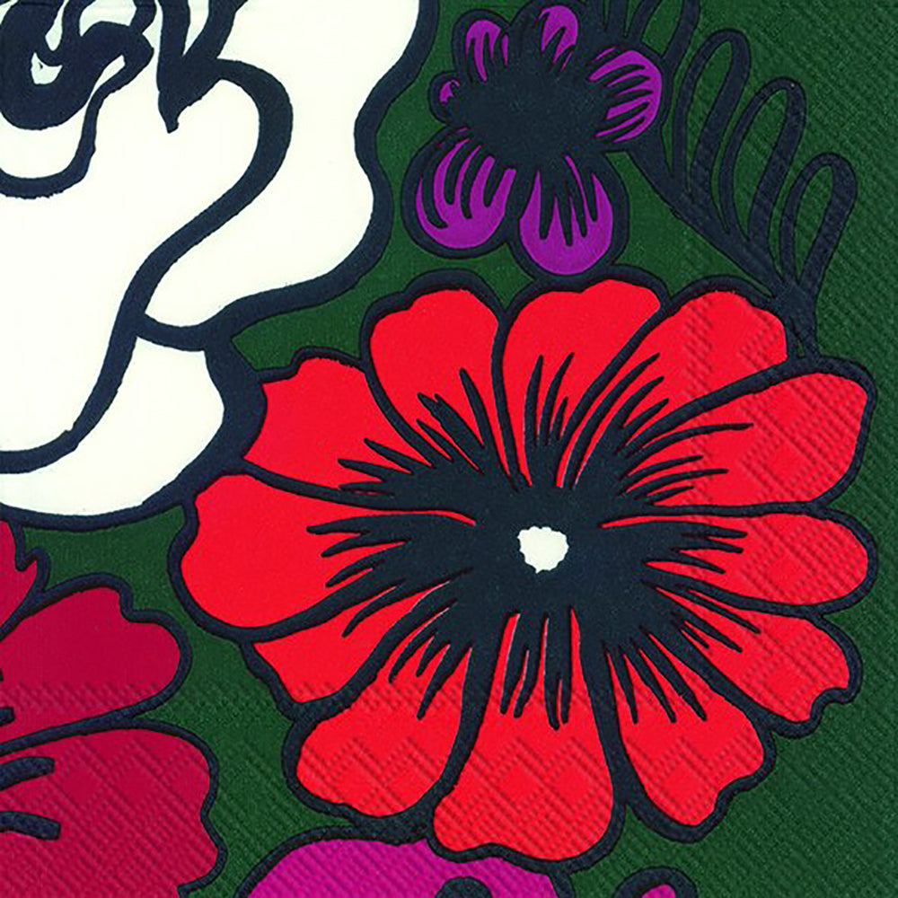 Marimekko ELÄKÖÖN ELÄMÄ Dark Green Flowers IHR Paper Lunch Napkins 33 –  Most Delicious Designs