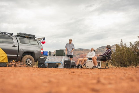 Portable solar panels for a tailgate party 