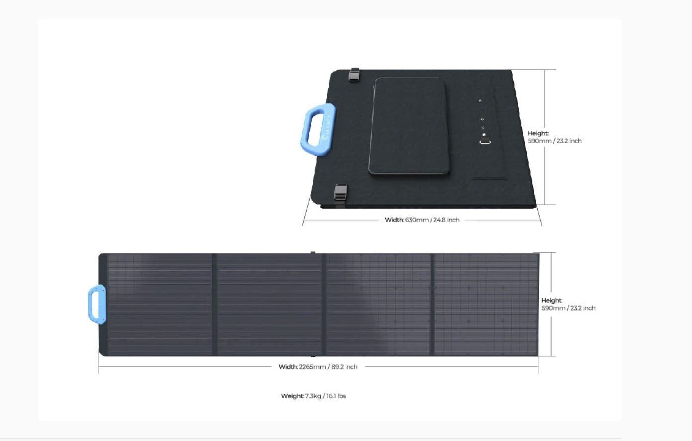 pv200 solar panel folding size