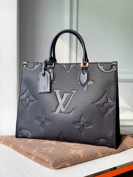 Louis Vuitton Onthego mm Giant Monogram Empreinte Leather Tote Bag Black