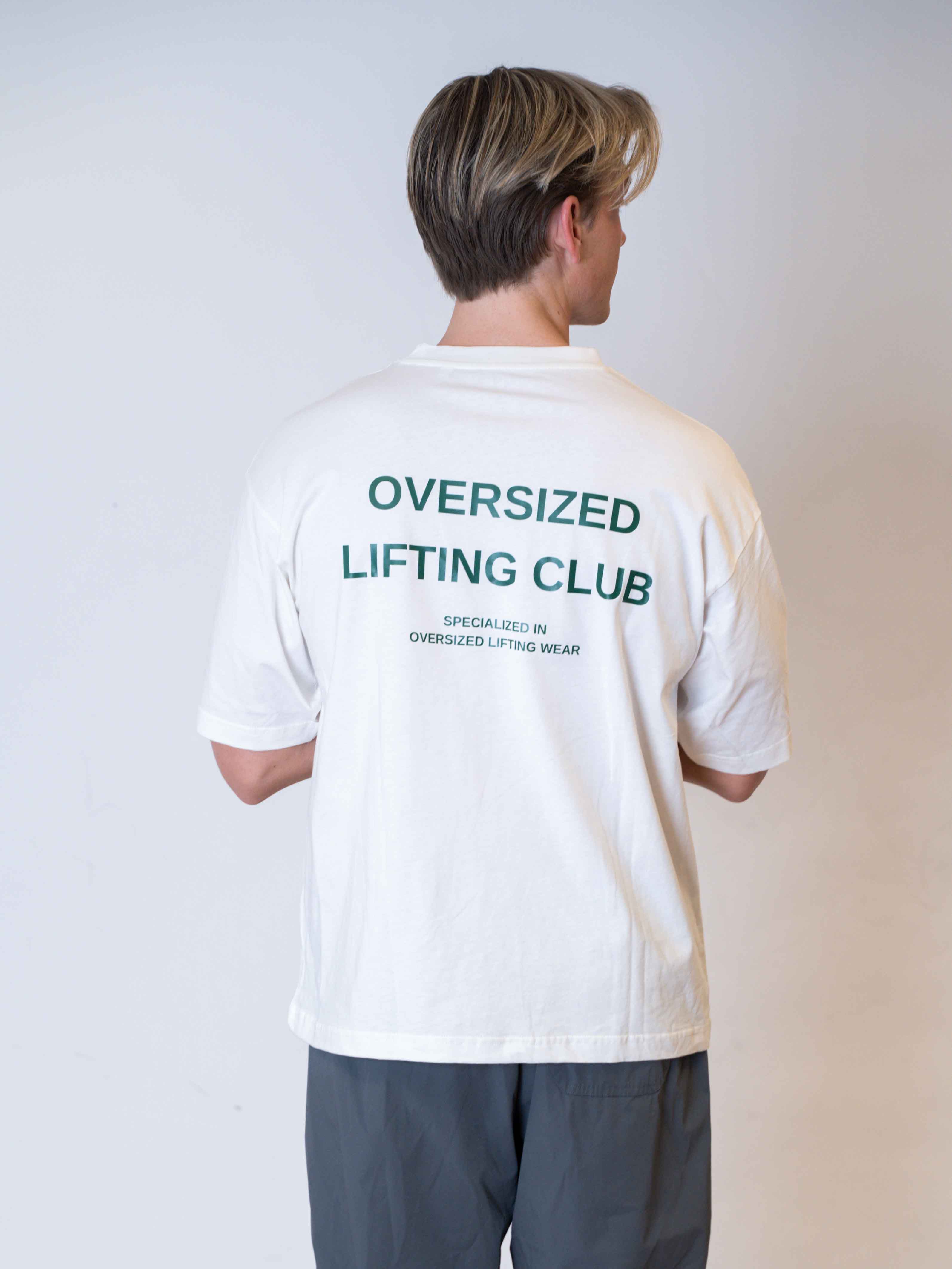 Se Confidence Tee - Cream White/Forrest Green - 2XL hos Oversized Lifting Club