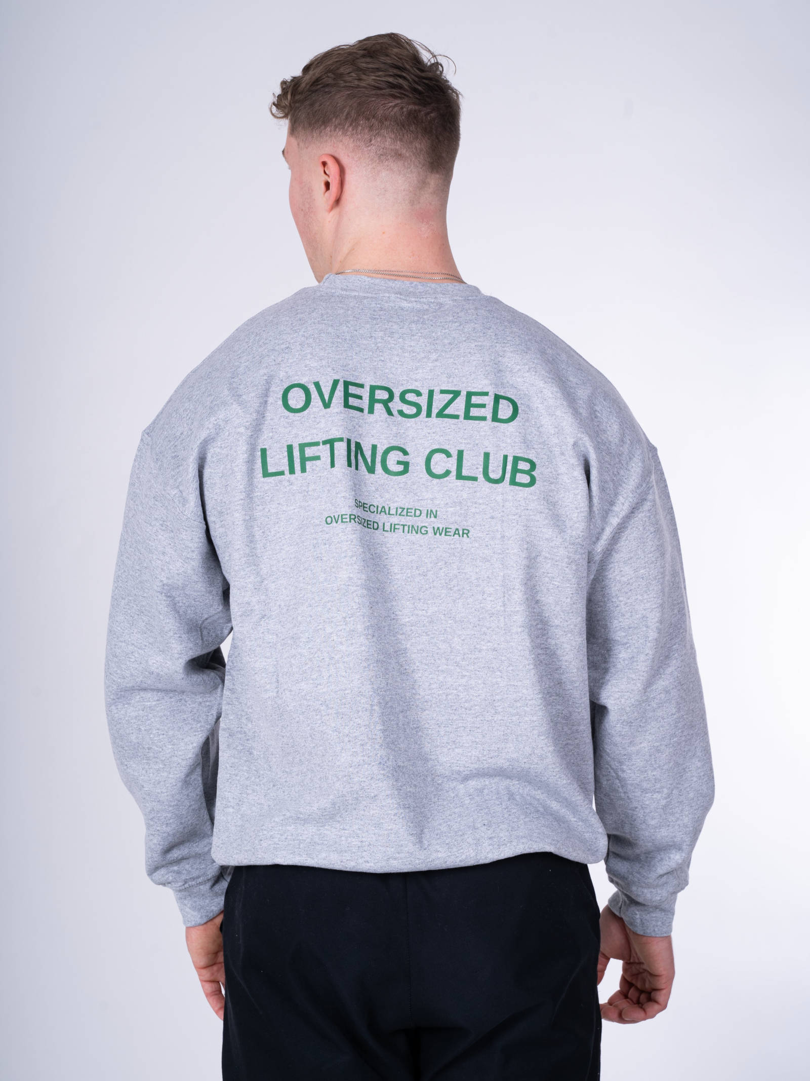 Se Confidence Sweatshirt Grey/Forrest Green - 2XL hos Oversized Lifting Club