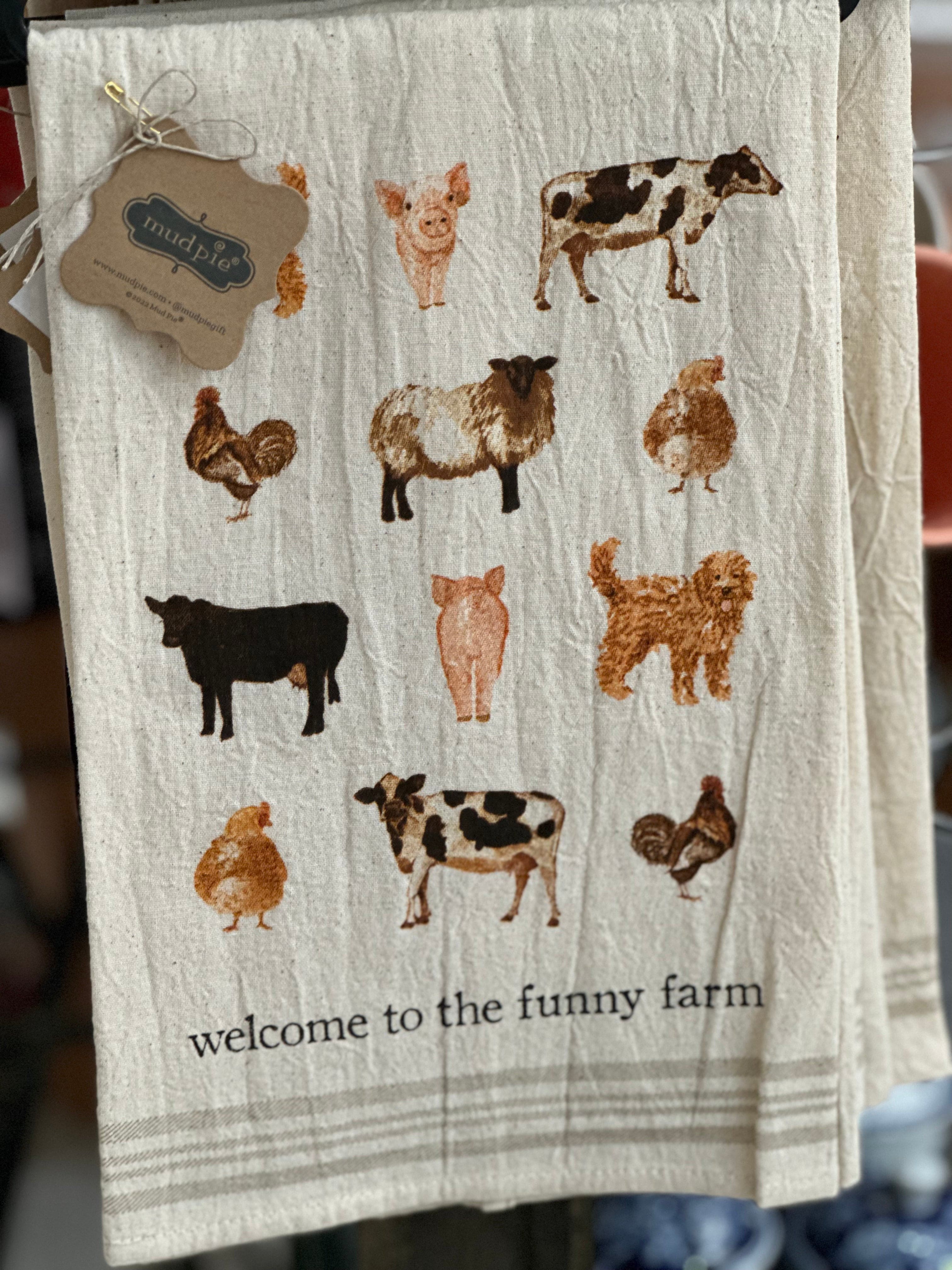 6 Pcs Farm Animal Theme Kitchen Towels Farmhouse Funny Dish Towel