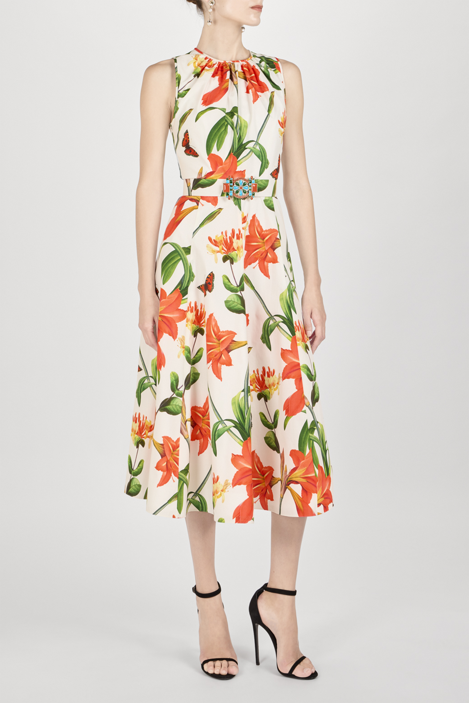 Amaryllis print dress