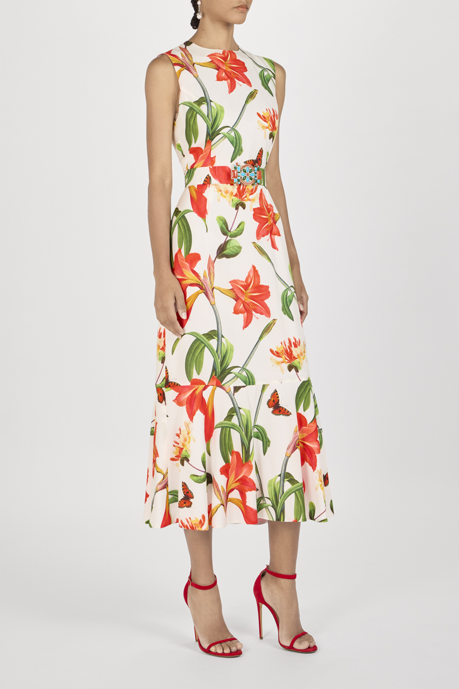 Robe midi imprimée amaryllis